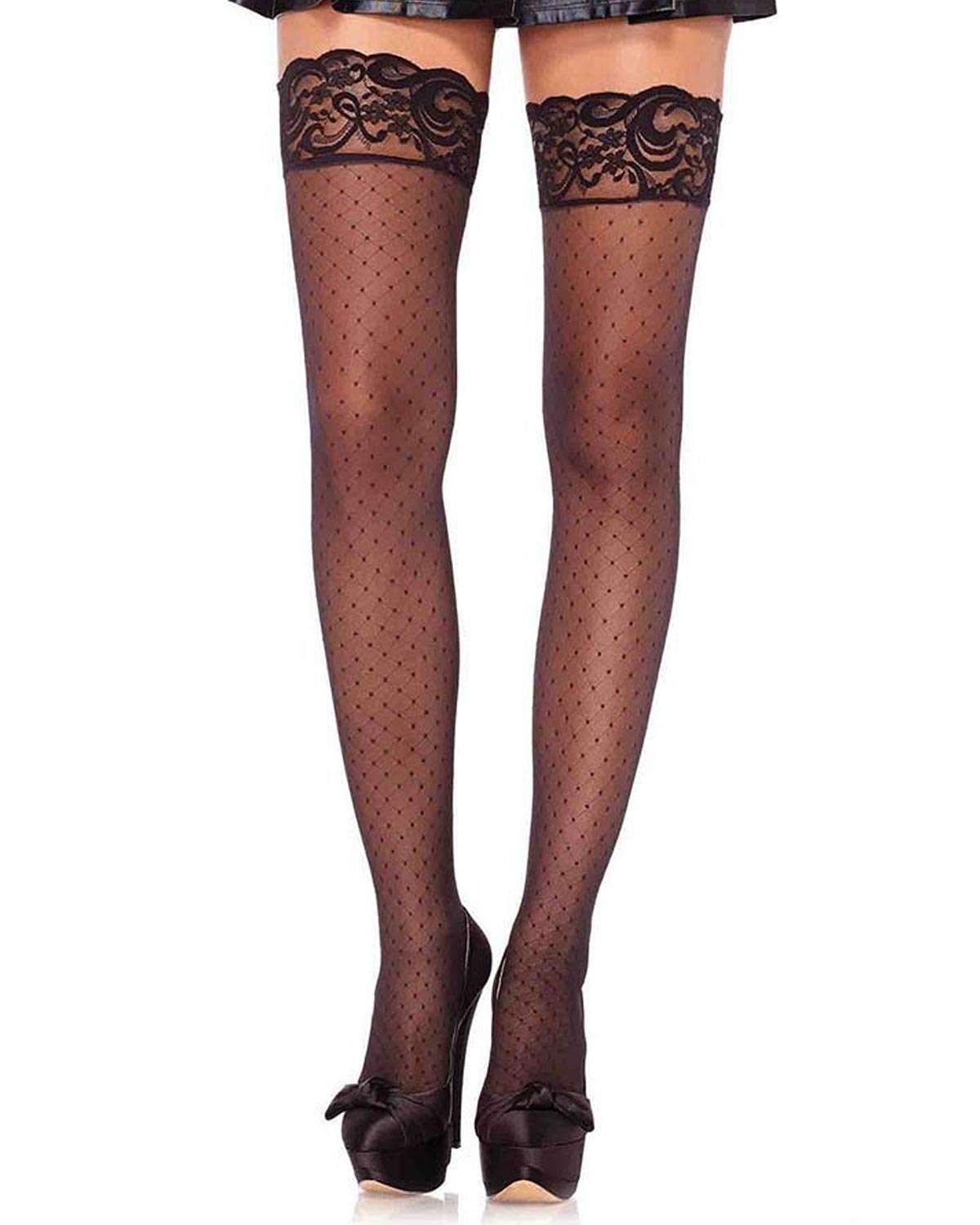 Leg Avenue Stay Up Diamond Dot Sheer Thigh Highs Naughty Delight