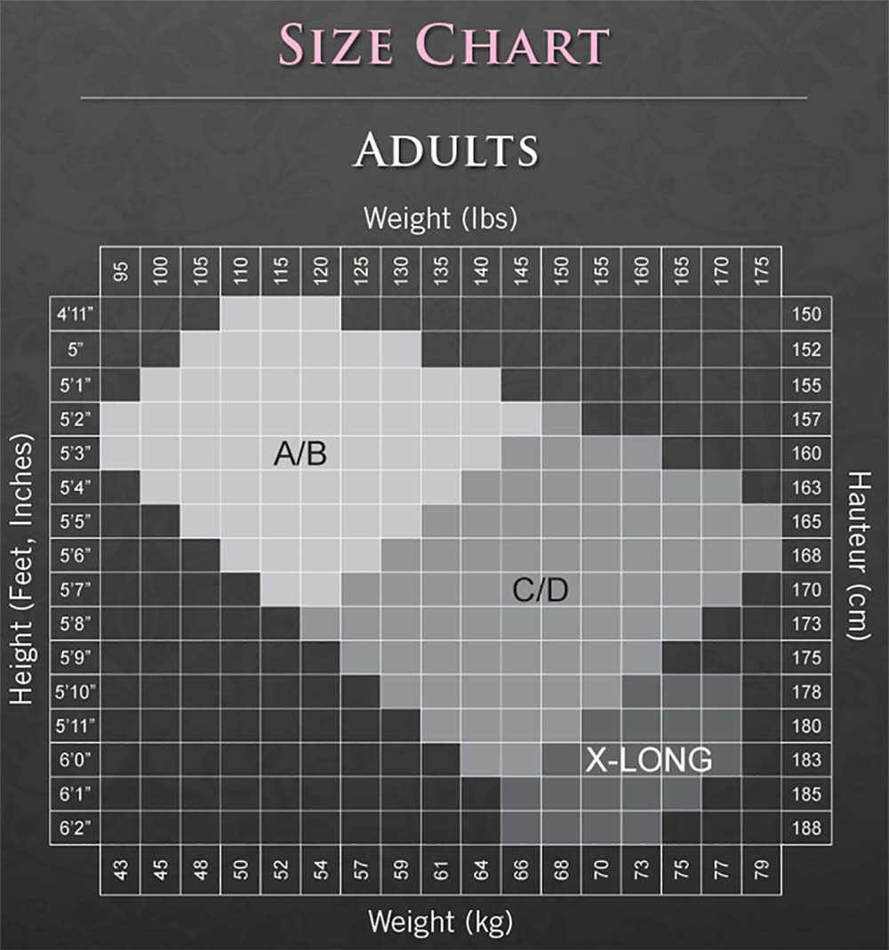 Leg Avenue Professional Fishnet Tights Size Chart
