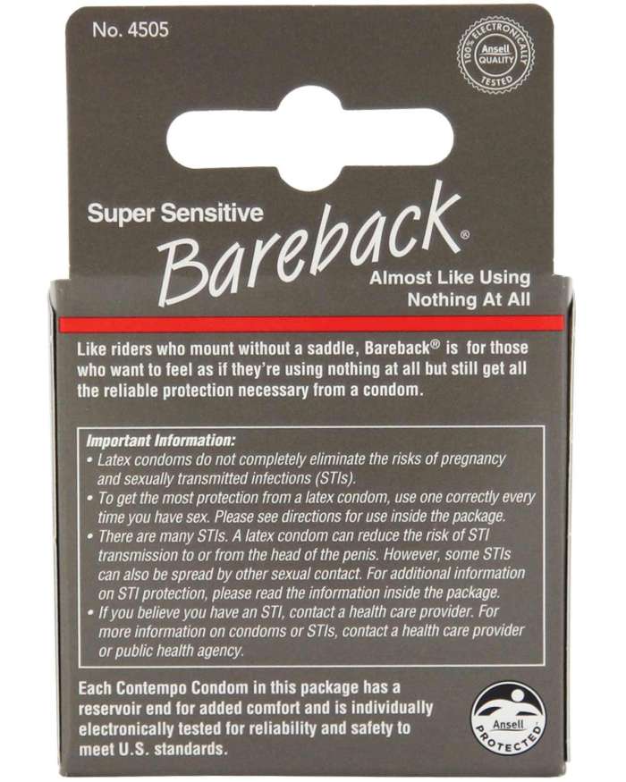 Contempo Bareback Super Sensitive Lubricated Extra-Thin Latex Condoms