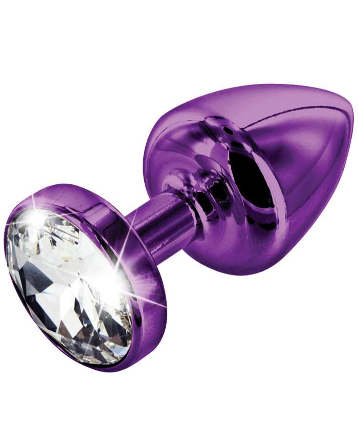 Diogol Anni Round Purple Metal Anal Plug with Swarovski Crystal
