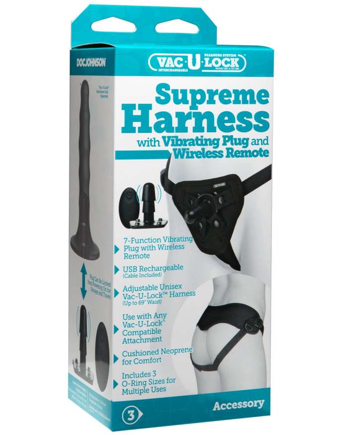 Doc Johnson Vac-U-Lock Supreme Harness & Vibrating Plug