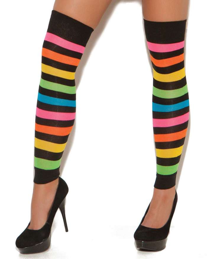 Elegant Moments Multi Color Neon Striped Leggings