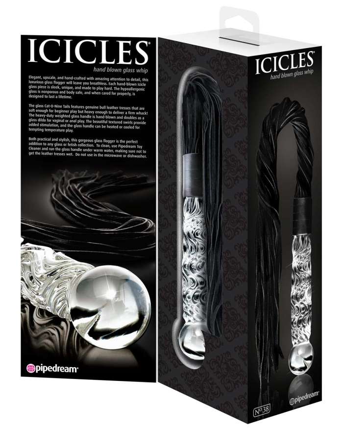 Icicles No. 38 Hand Blown Glass Whip Flogger