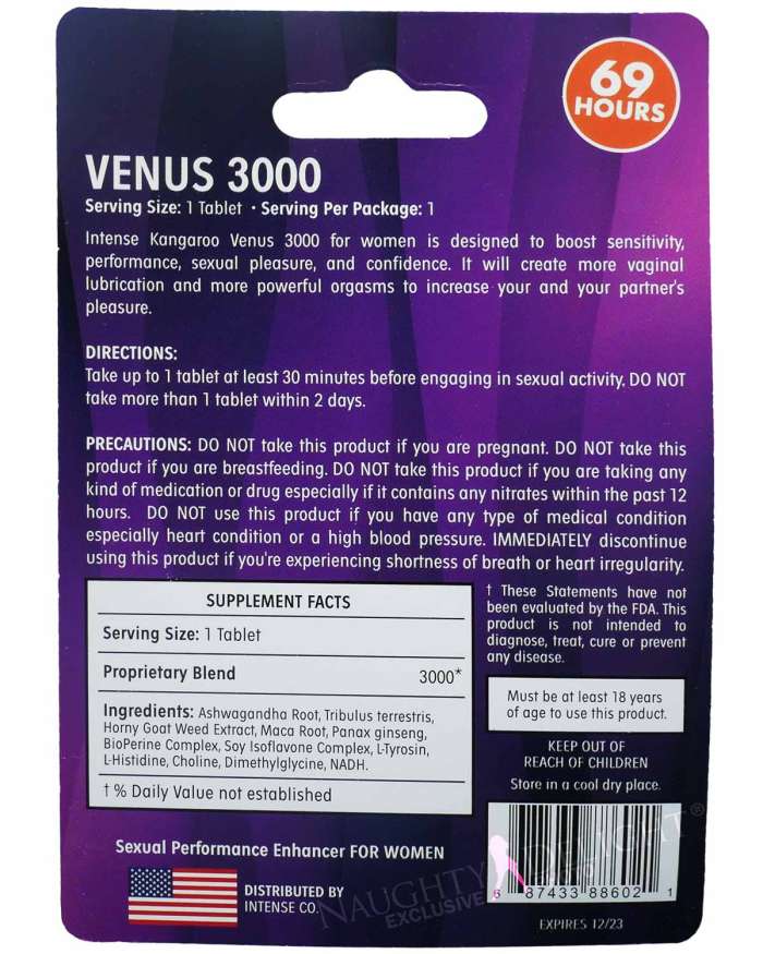 Kangaroo for Women Intense Venus 3000 (formerly Violet Ultra 3000) Sex Supplement