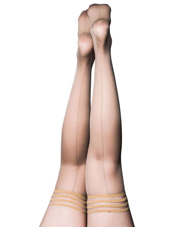 Kixies Vanessa Nude Back Seam Thigh High Stockings