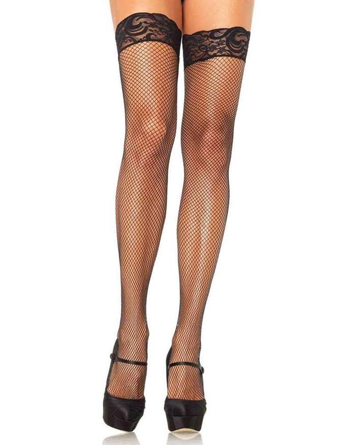 Leg Avenue Stay Up Fishnet Lace Top Thigh Highs
