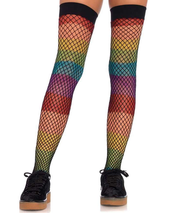 Leg Avenue Rainbow Fishnet Thigh Highs