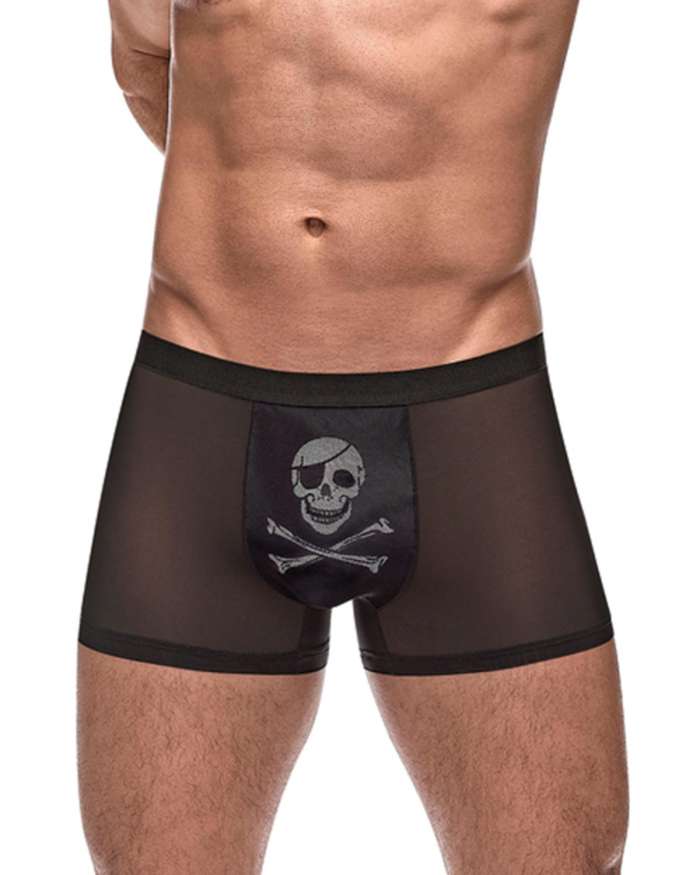 Male Power Private Screening Skull Pouch Micro-Mesh Short