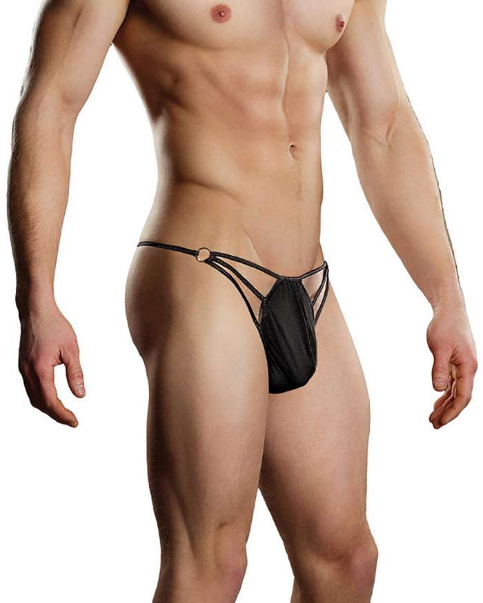 Male Power Strappy Male G-String with Rings