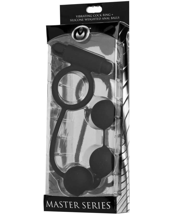 Master Series Tri-Orb Vibrating Silicone Cock Ring with Weighted Anal Balls