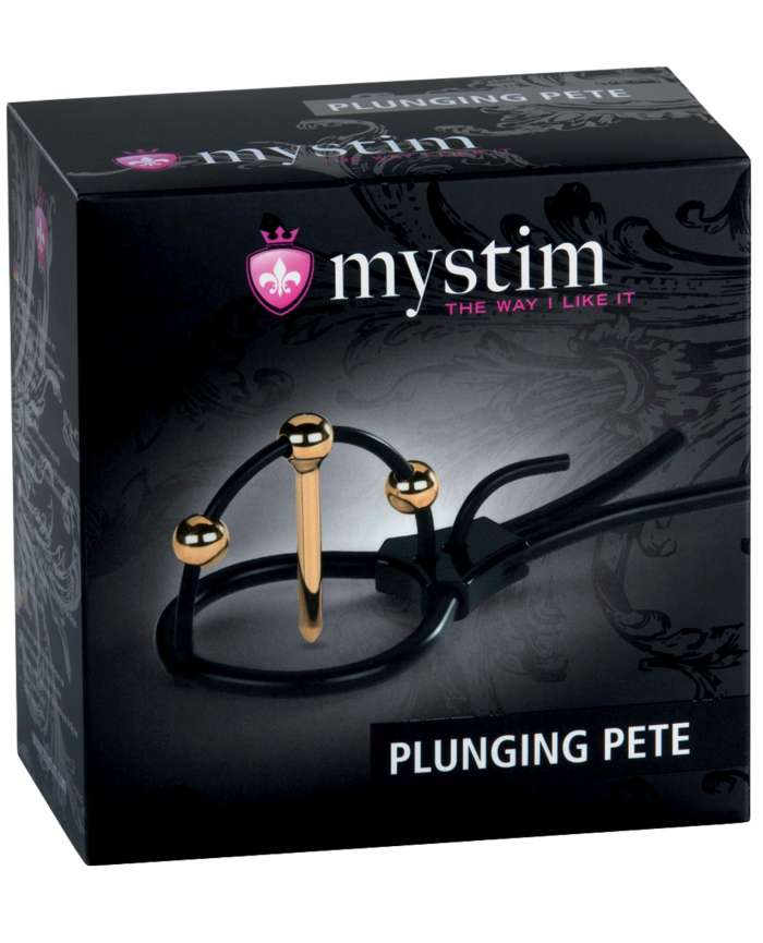 Mystim Plunging Pete Corona Strap with 24K Gold-Plated Balls and Urethral Sound