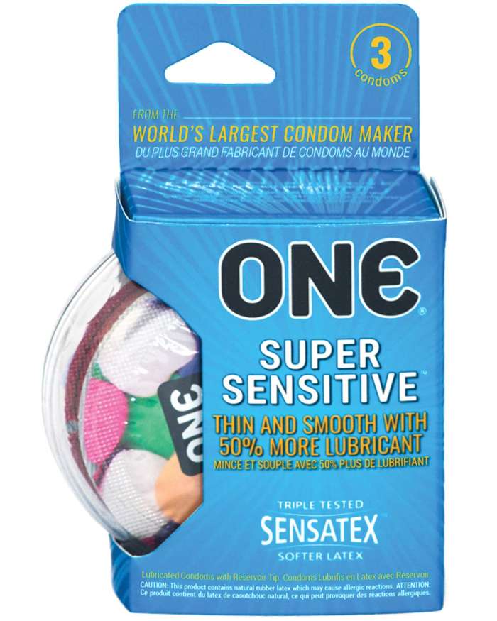ONE Super Sensitive Extra-Thin Extra-Lubricated Condoms Box of 3