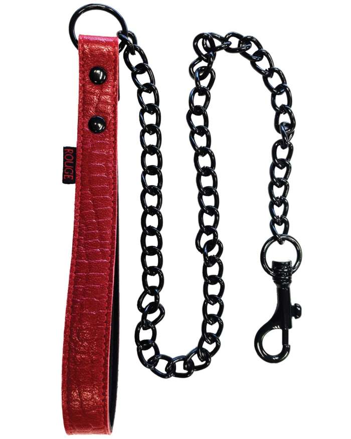 Rouge Leather Handle Easy Lead Metal Chain
