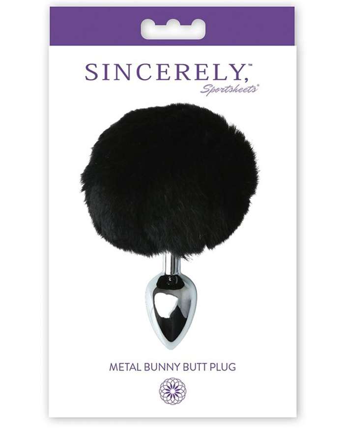 Sportsheets Sincerely Metal Bunny Butt Plug with Real Fur