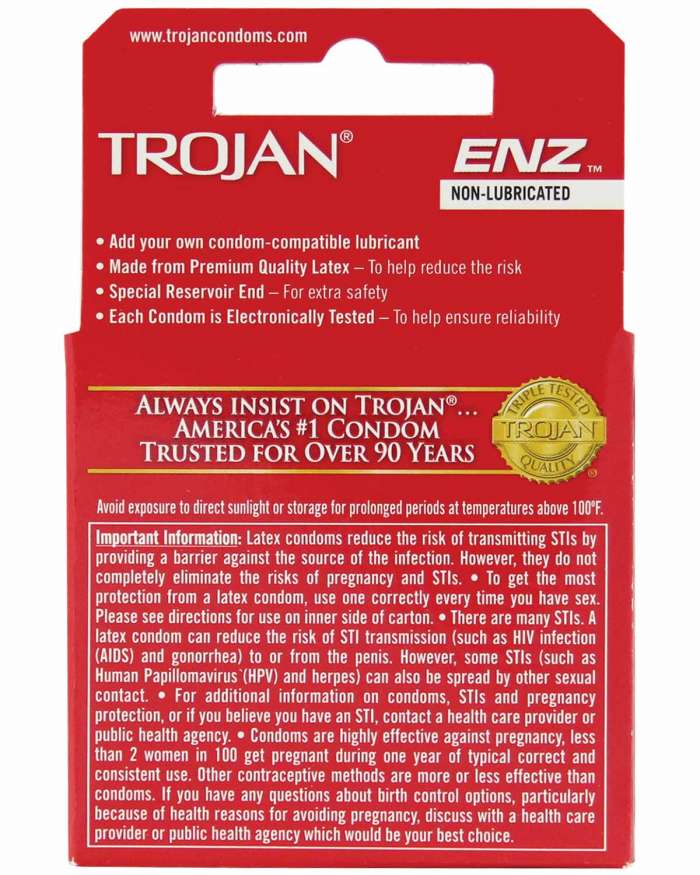 Trojan ENZ Non-Lubricated Classic Design Latex Condoms