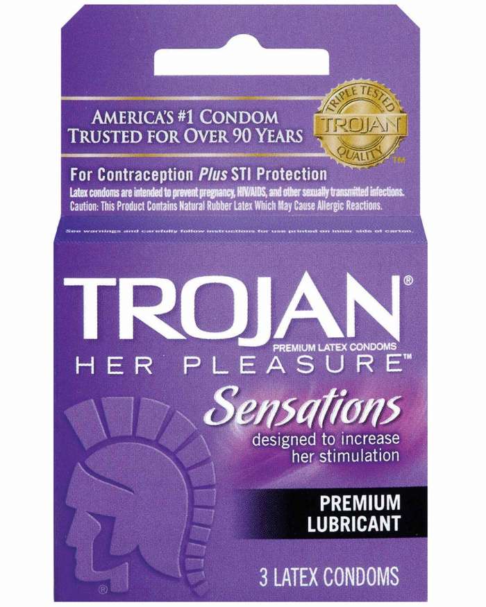 Trojan Her Pleasure Sensations Lubricated Latex Condoms