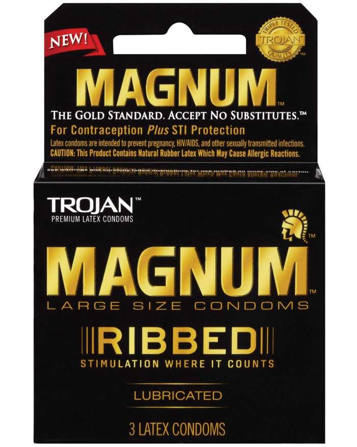 Trojan Magnum Ribbed Textured Large Size Lubricated Condoms