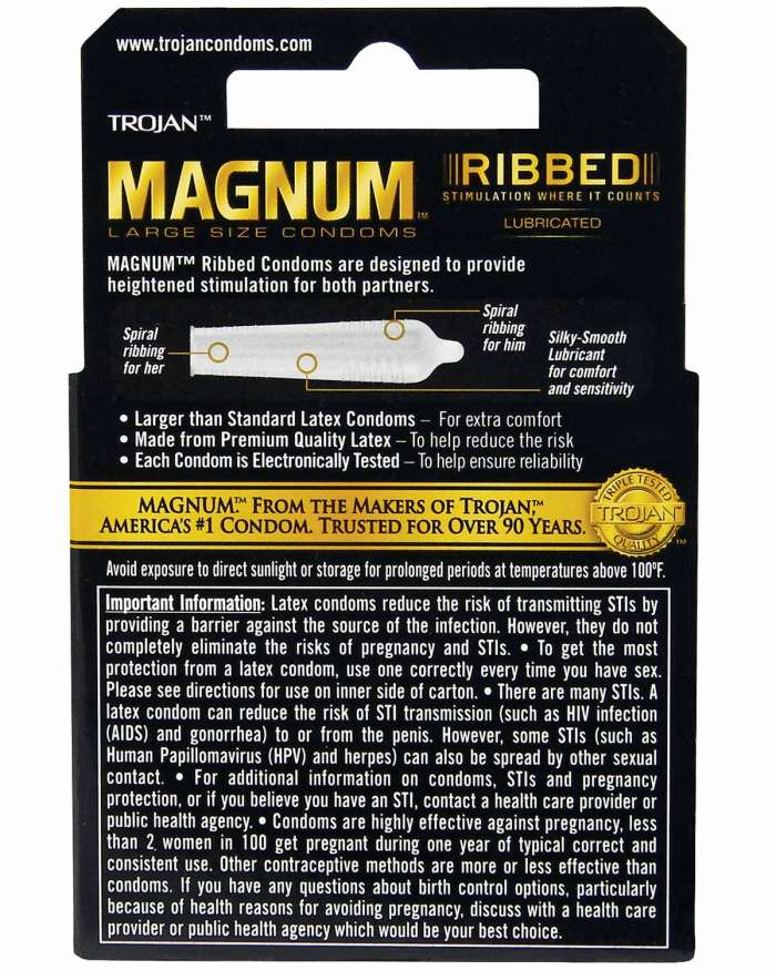 Trojan Magnum Ribbed Textured Large Size Lubricated Condoms