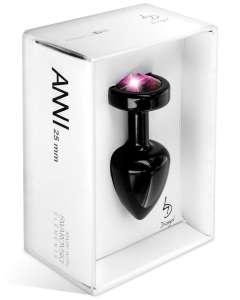 Diogol Anni Round Black Metal Anal Plug with Swarovski Crystal