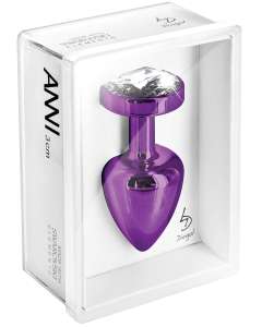 Diogol Anni Round Purple Metal Anal Plug with Swarovski Crystal