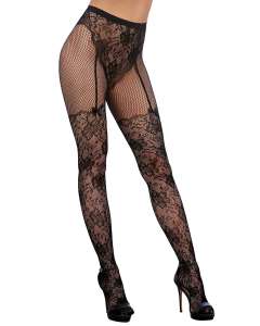 Dreamgirl Lace Fishnet Floral Knitted High Waist Pantyhose
