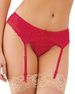 Dreamgirl Stretch Lace Garter Belt with Scalloped Hem
