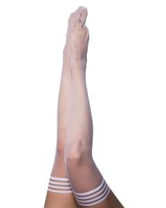 Kix'ies Sammy White Fishnet Thigh High Stockings
