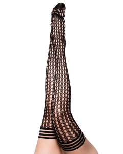 Kix'ies Mimi Circle-Fishnet Dot Thigh High Stockings