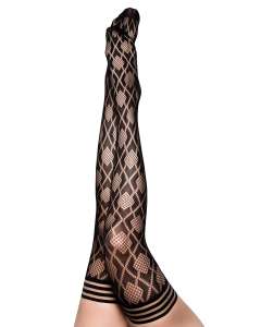 Kix'ies Elle Diamond Fishnet Thigh High Stockings