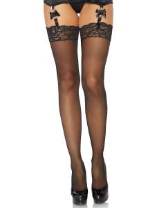 Leg Avenue Sheer Rhinestone Backseam Lace Top Thigh Highs