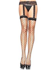 Leg Avenue Fence Net Lace Top Garter Stockings