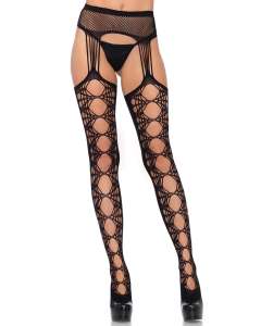 Leg Avenue Hex Net Fishnet Garter Stockings
