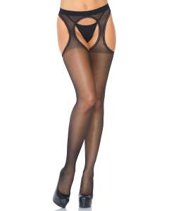 Leg Avenue Sheer Scalloped Suspender Pantyhose