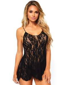 Leg Avenue Rose Lace Flair Chemise with G-String