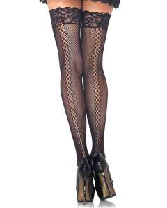 Leg Avenue Micro Net Diamond Twist Backseam Thigh Highs