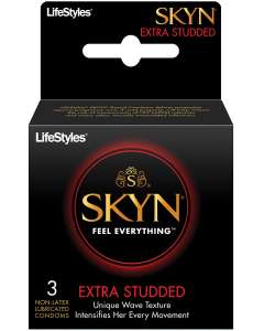 LifeStyles SKYN Extra Studded Wave Texture Lubricated Non-Latex Condoms