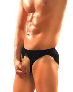 Male Power Nylon Spandex Pouchless Brief O/S