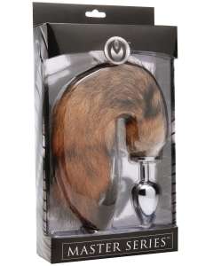 Master Series Untamed XL Fox Tail with Real Fur Metal Anal Plug