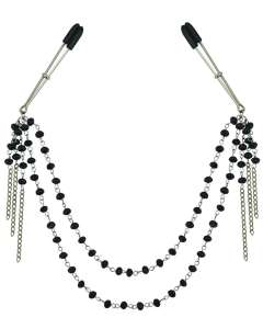 Sportsheets Sincerely Black Jeweled Nipple Chain and Clips