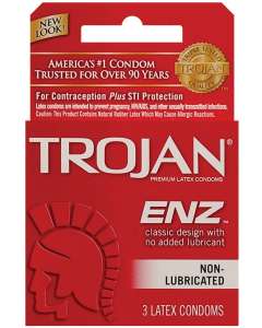 Trojan ENZ Non-Lubricated Classic Design Latex Condoms