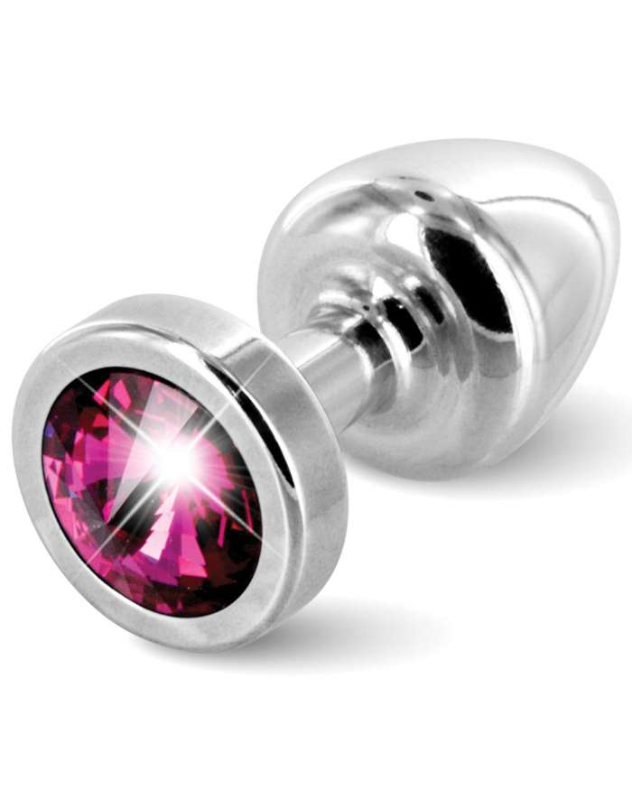 Diogol Anni Round Silver Metal Anal Plug with Swarovski Crystal