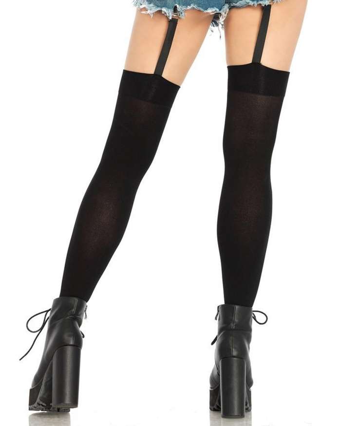 Leg Avenue Attached Clip Garter Opaque Thigh Highs