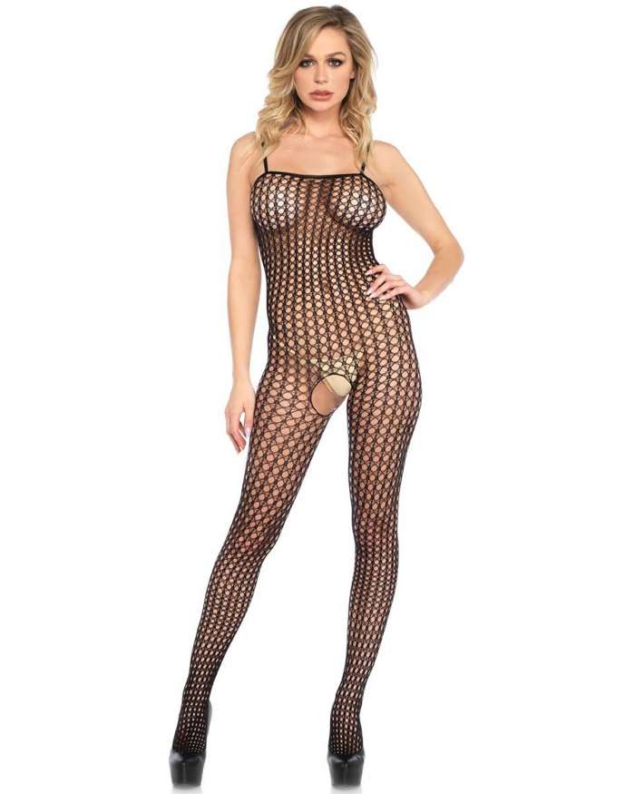 Leg Avenue Seamless Crochet Net Spaghetti Strap Bodystocking