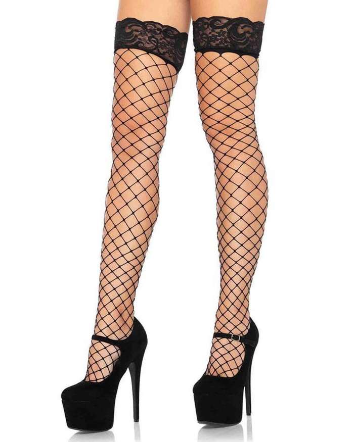 Leg Avenue Fence Net Lace Top Thigh Highs