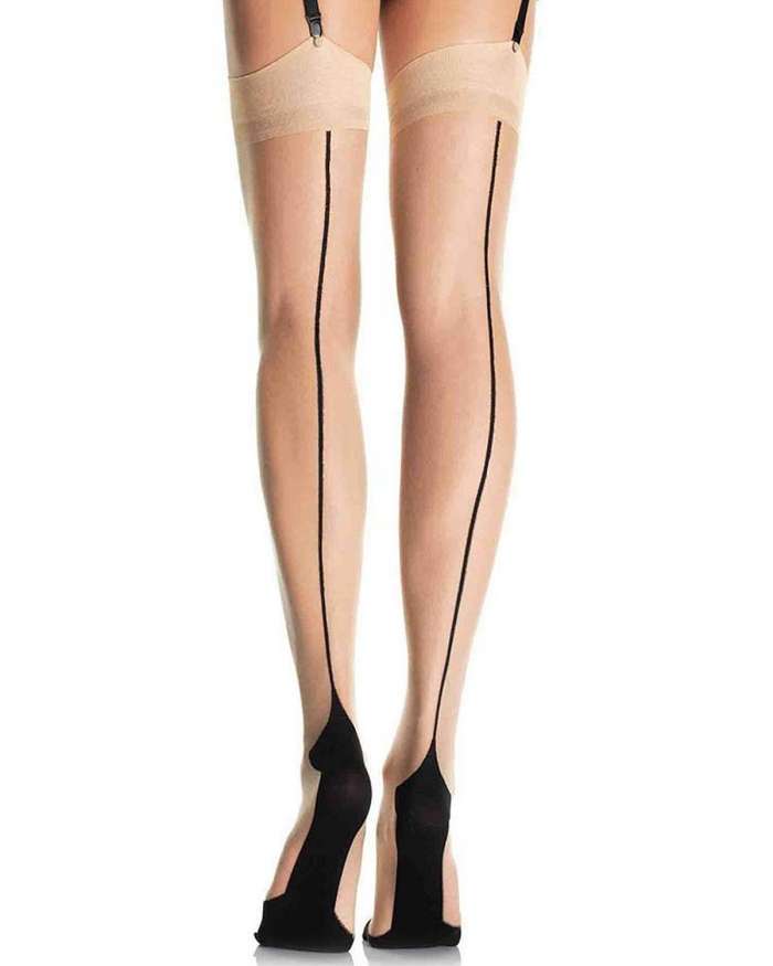 Leg Avenue Lycra Cuban Foot Backseam Thigh Highs