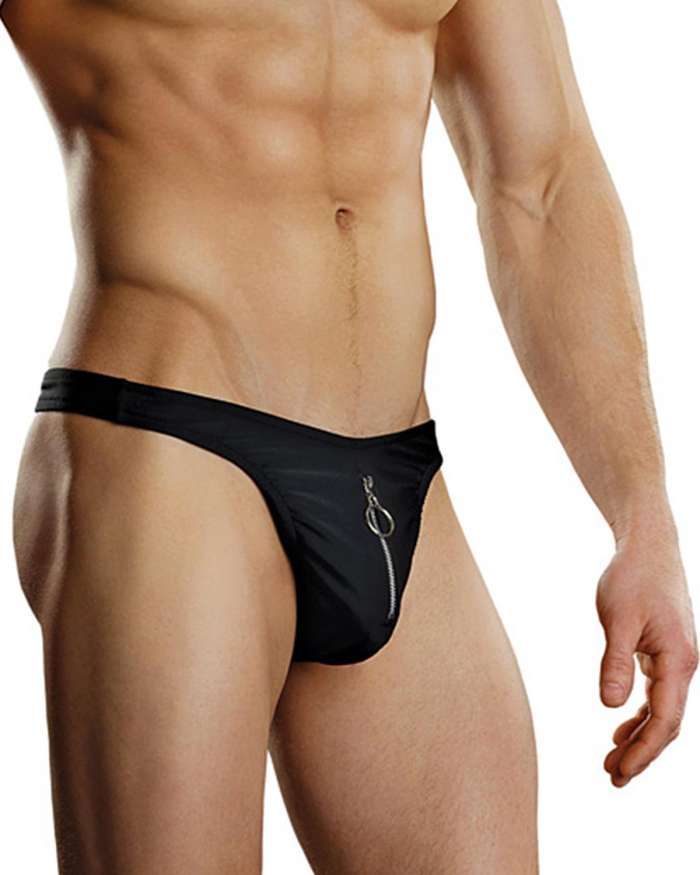 Male Power Nylon Spandex Zipper Male Thong