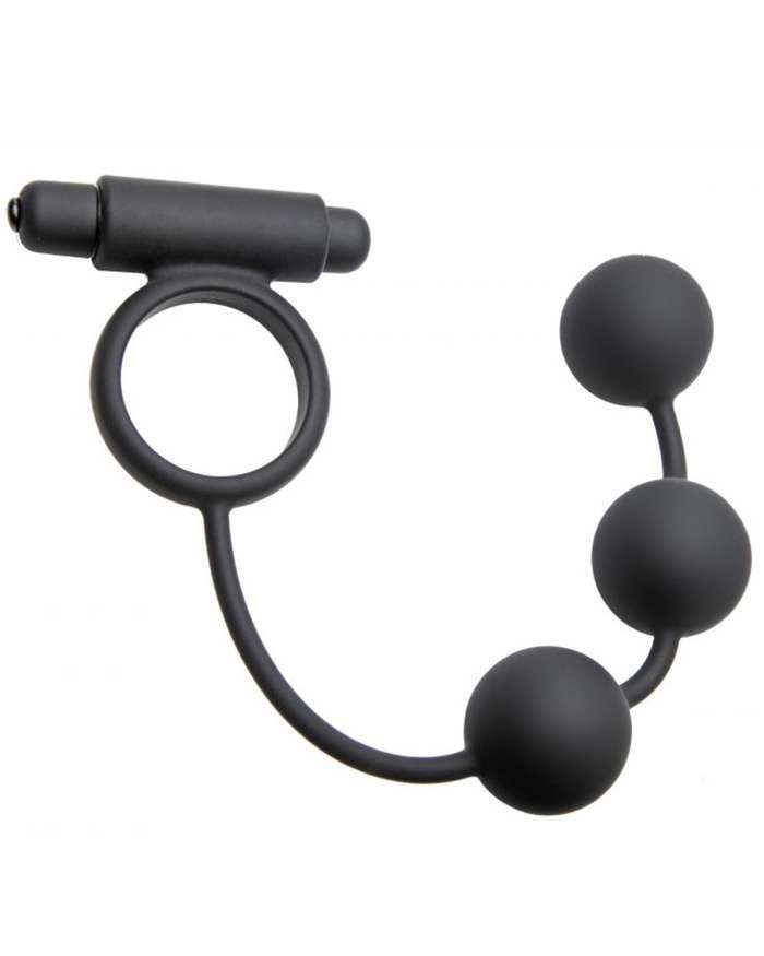 Master Series Tri-Orb Vibrating Silicone Cock Ring with Weighted Anal Balls