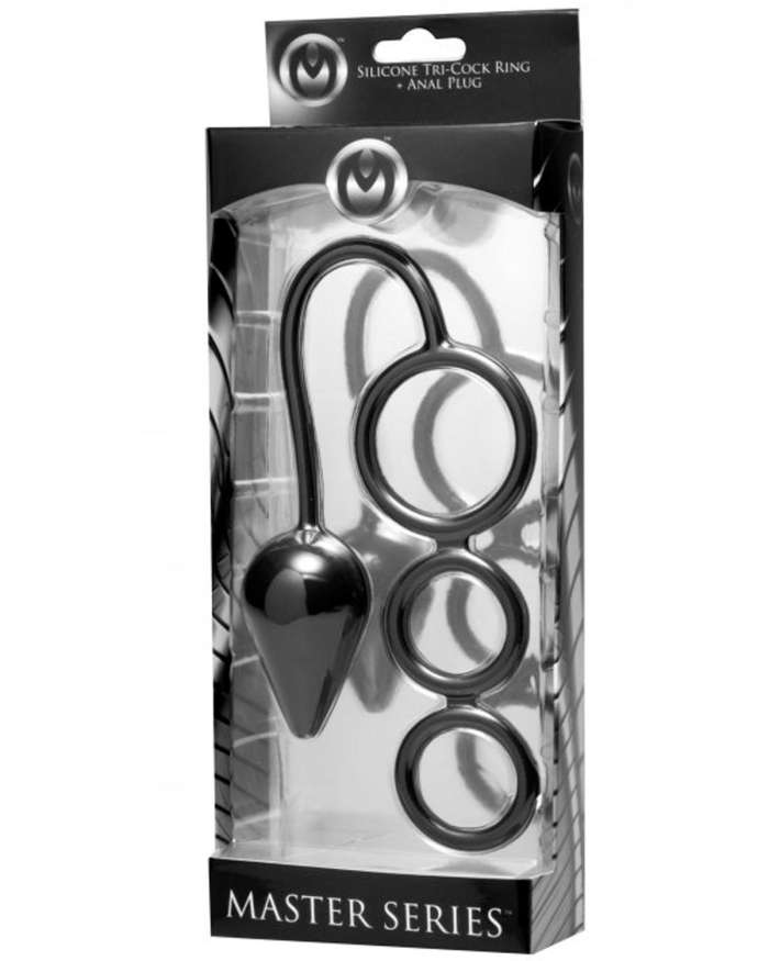 Master Series Triple Threat Silicone Tri Cock Ring Anal Plug