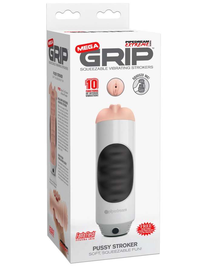 Pipedream Extreme Toyz Mega Grip Vibrating Squeezable Fanta Flesh Stroker