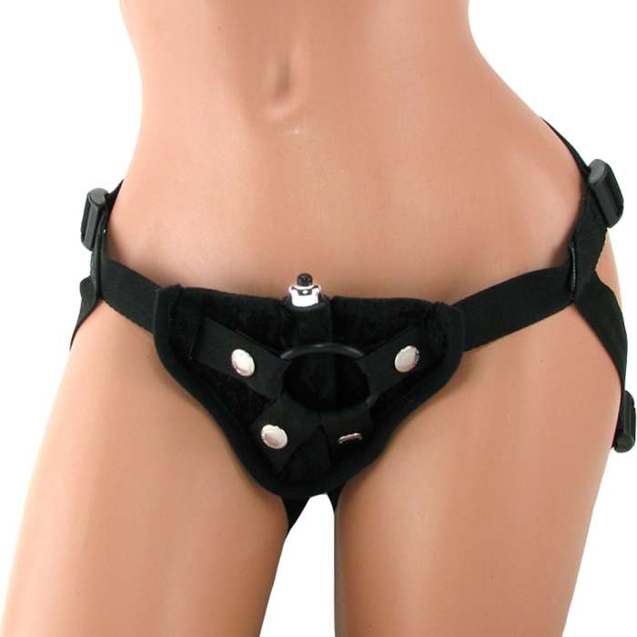 Sportsheets Vibrating Velvet Strap-On Harness with Bullet